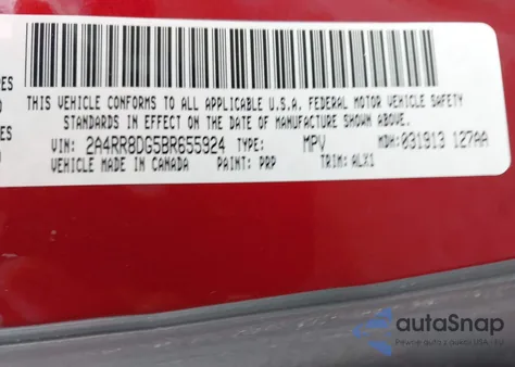 2011 Chrysler Town & Country Touring-L from USA, damaged, VIN 2A4RR8DG5BR655924